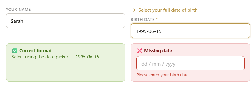 how to use Sun Moon Rising Sign Calculator step 3
